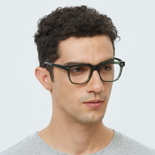 Kissimmee Square Green Full-Frame Acetate Eyeglasses | GlassesShop
