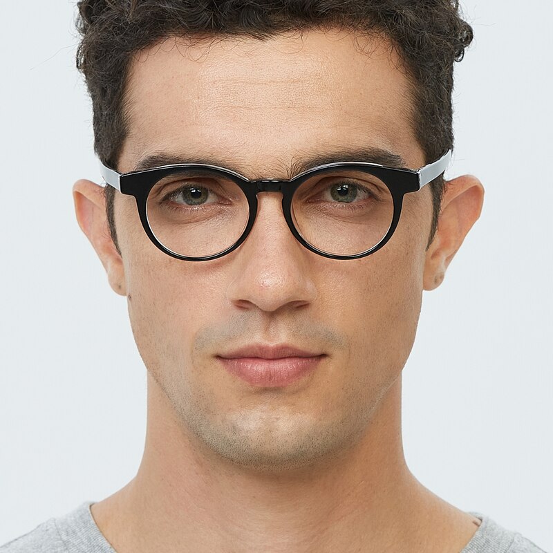 Dubuque Black/Crystal Round Acetate Eyeglasses