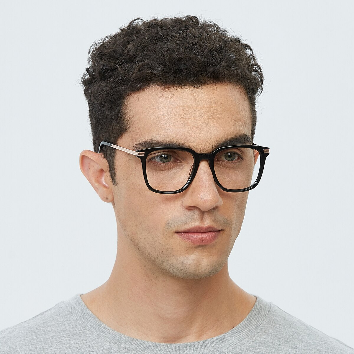 Memphis Square Black/Golden Full-Frame Acetate Eyeglasses | GlassesShop