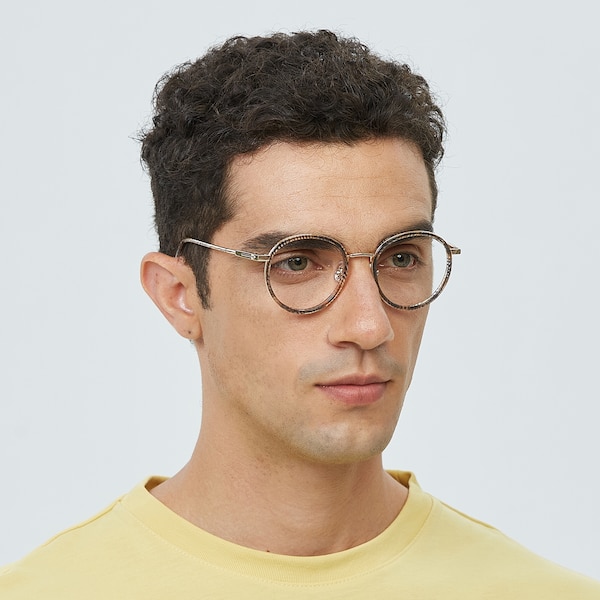 Westlake Round Stripe/Golden Full-Frame Acetate Eyeglasses | GlassesShop