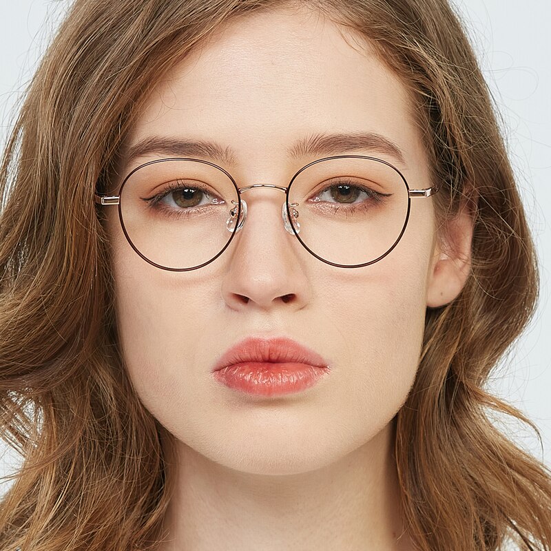 Elizabeth Red/Golden Polygon Titanium Eyeglasses