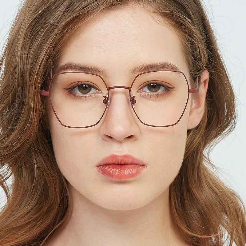 Hedda Burgundy Polygon Titanium Eyeglasses