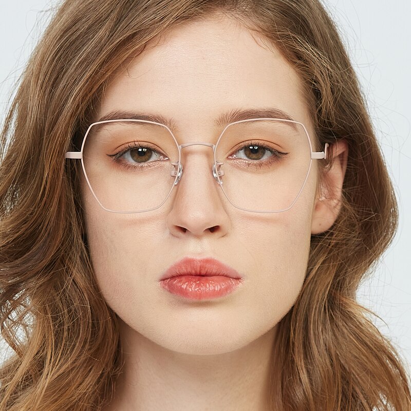 Hedda Pink Polygon Titanium Eyeglasses