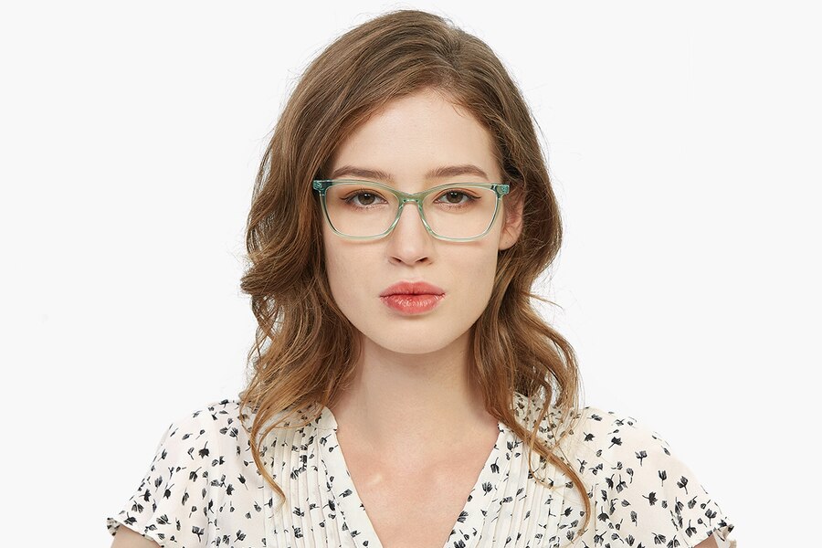 Hedy Cat Eye Green/Crystal Full-Frame Acetate Eyeglasses | GlassesShop