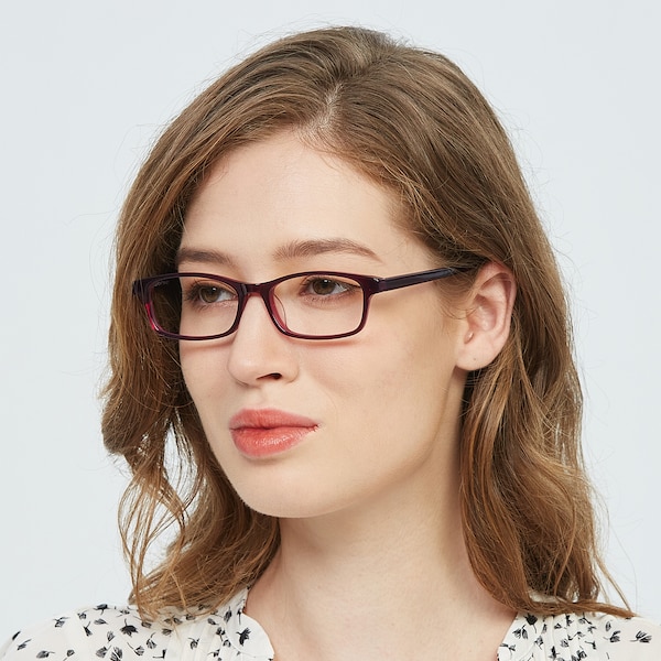 Creston Rectangle Purple Full-Frame Acetate Eyeglasses | GlassesShop