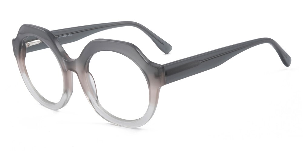 Malcolm Gray/Crystal Round Acetate Eyeglasses