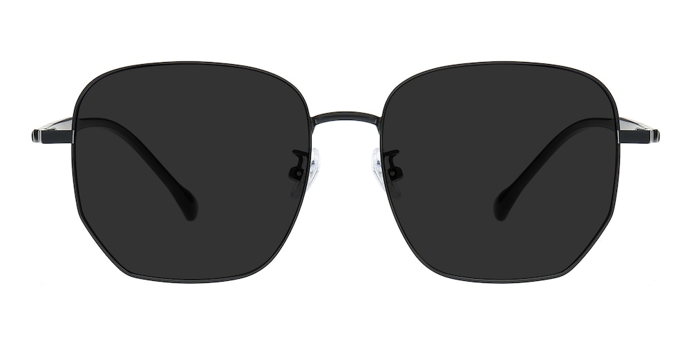 Lucien Black Square Metal Sunglasses