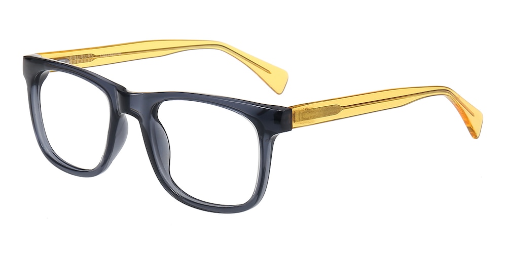 Sacramento Gray/Yellow Rectangle Acetate Eyeglasses