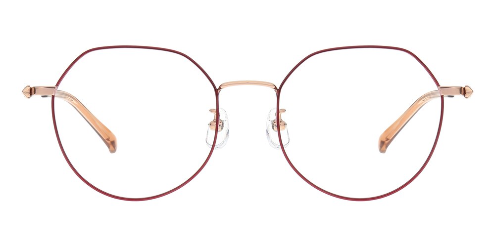 Avon Red/Golden Polygon Titanium Eyeglasses