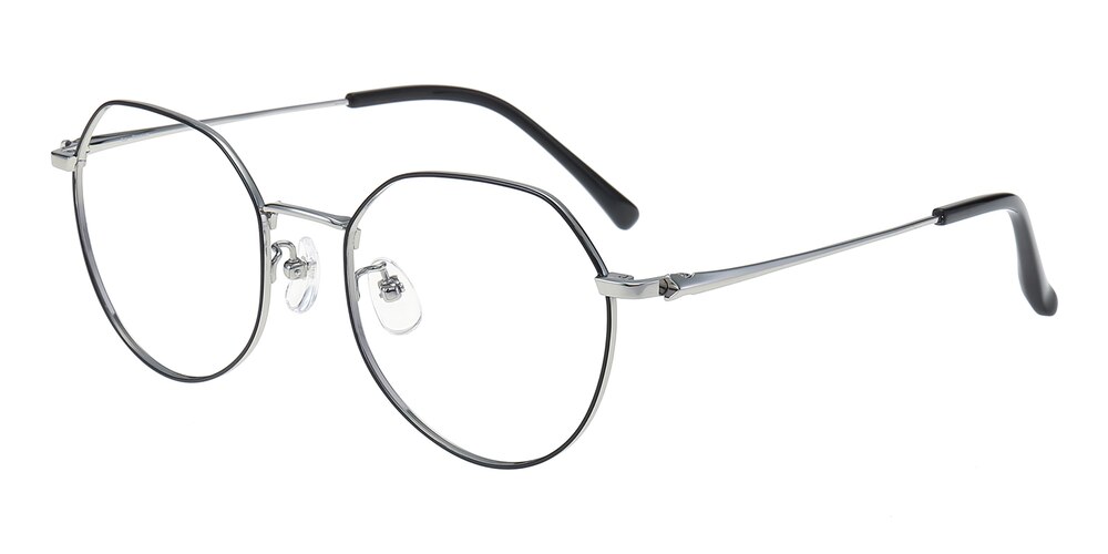 Avon Black/Silver Polygon Titanium Eyeglasses