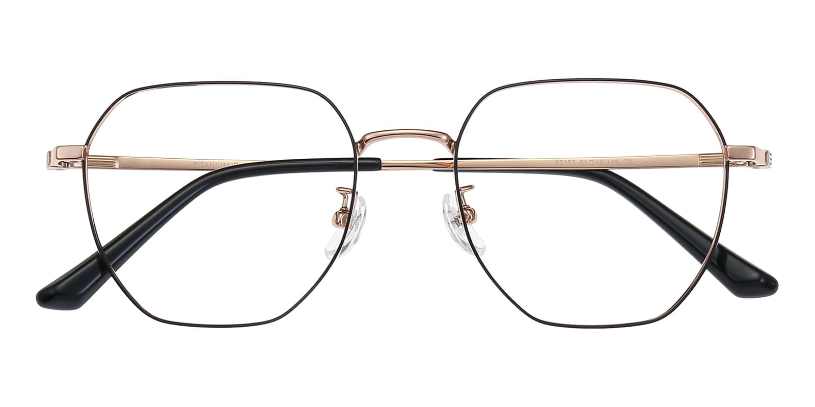 Camden Polygon Black Golden Full Frame Titanium Eyeglasses GlassesShop