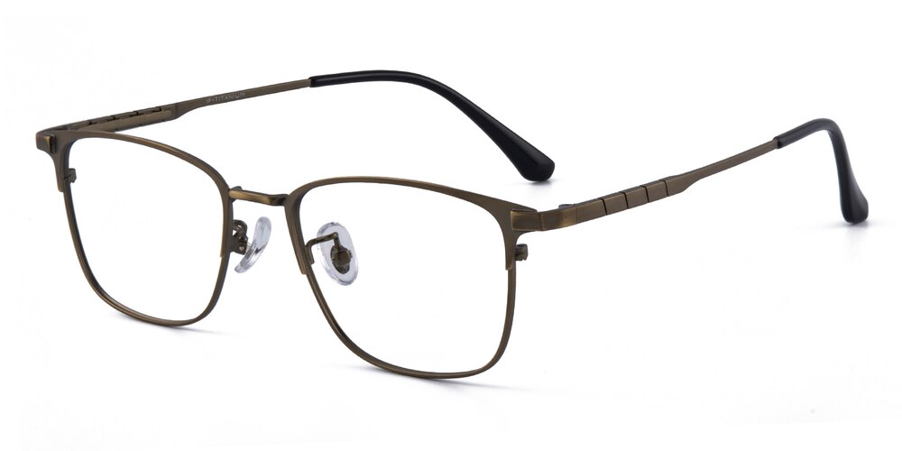 Alvin Brown Rectangle Titanium Eyeglasses