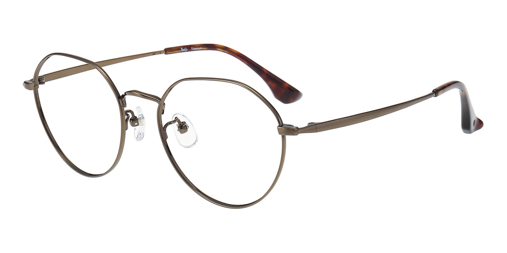 Bean Brown Oval Titanium Eyeglasses