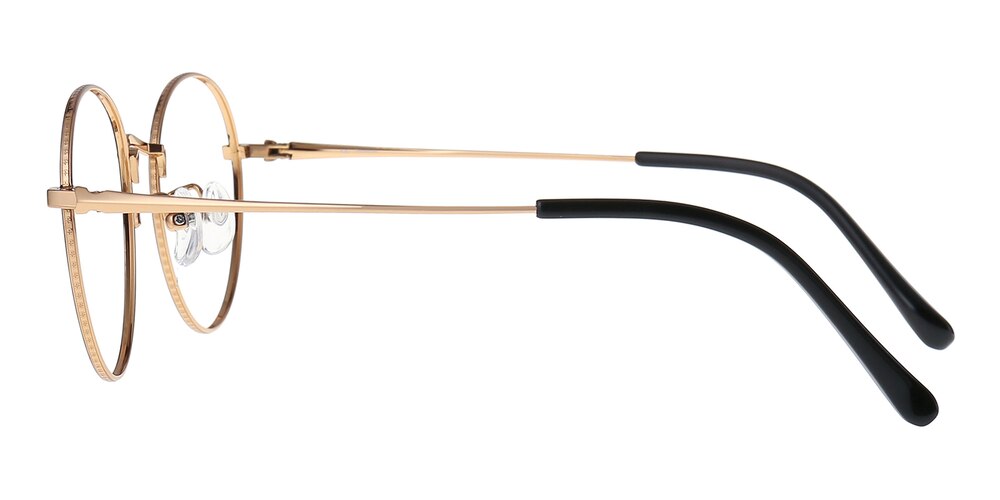 Acadia Black/Golden Round Titanium Eyeglasses