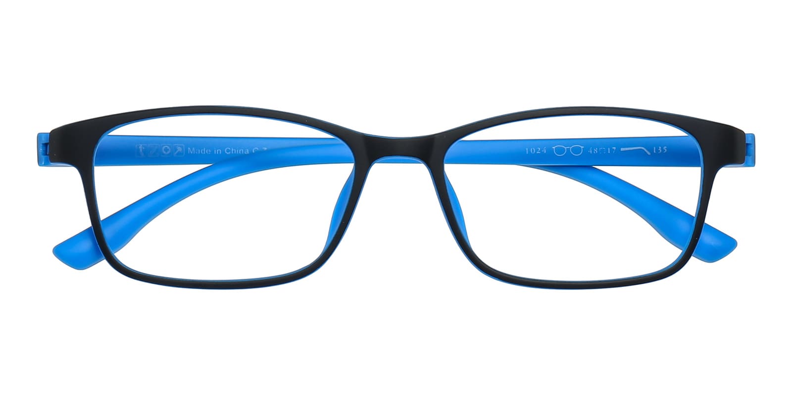 Rectangle Eyeglasses, Full Frame Black/Blue TR90 - FP2473