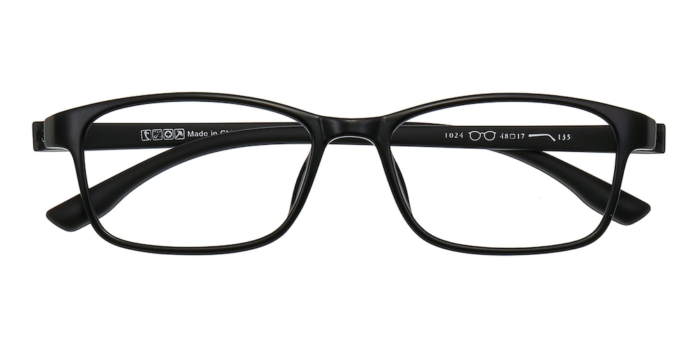Lauderdale Black Rectangle TR90 Eyeglasses
