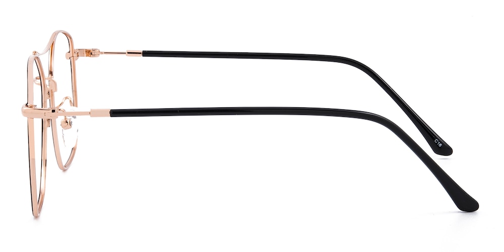 Beverly Black/Rose Gold Aviator Metal Eyeglasses