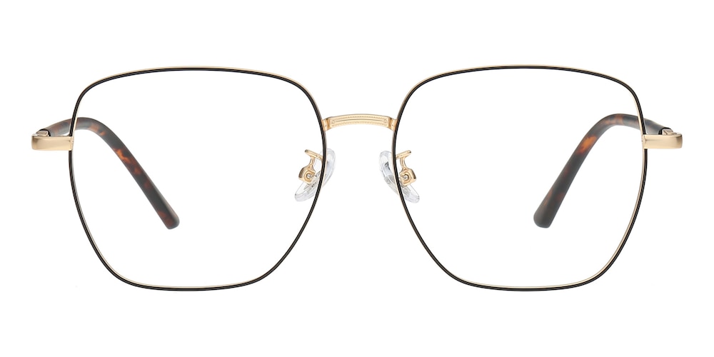 Modesto Black/Golden Square Metal Eyeglasses