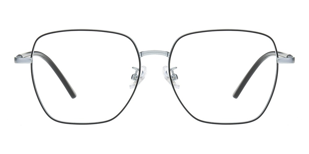 Modesto Black/Silver Square Metal Eyeglasses