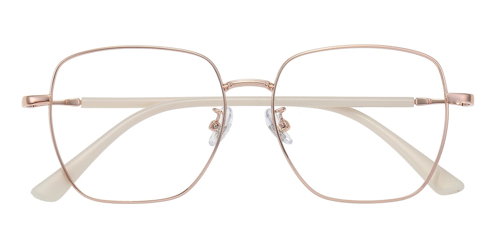 Modesto Rose Gold/White Square Metal Eyeglasses