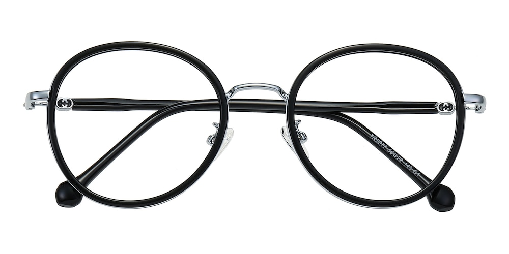 Clara Black/Silver Round TR90 Eyeglasses