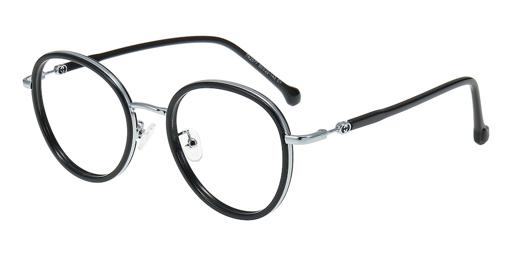 Clara Black/Silver Round TR90 Eyeglasses