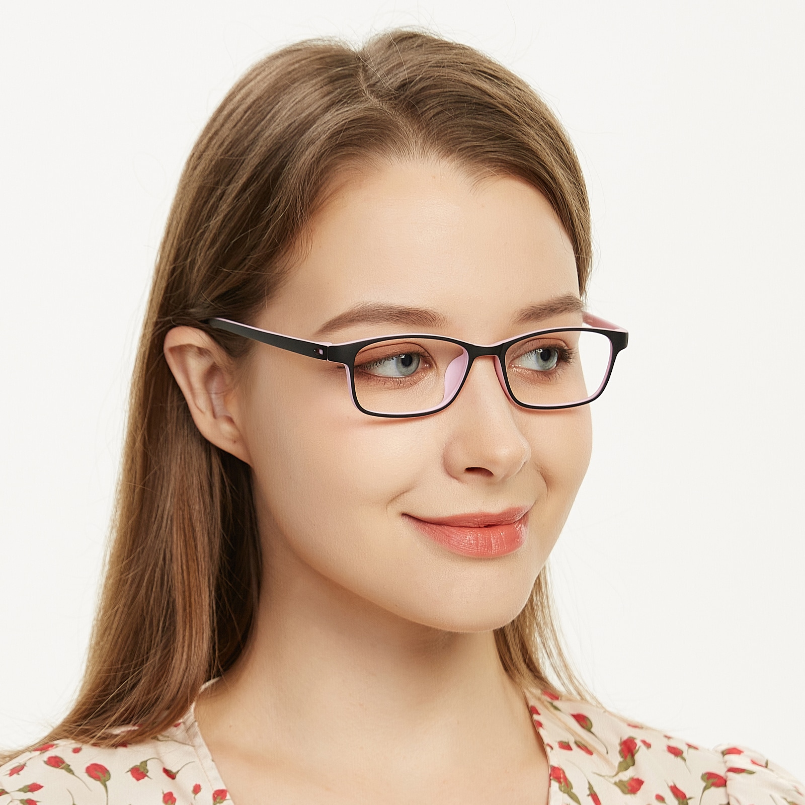 Rectangle Eyeglasses, Full Frame Black TR90 - FP2474