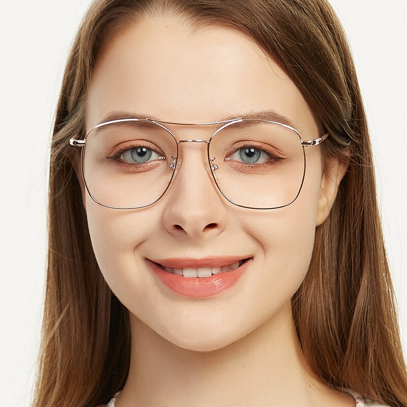 Beverly Rose Gold Aviator Metal Eyeglasses
