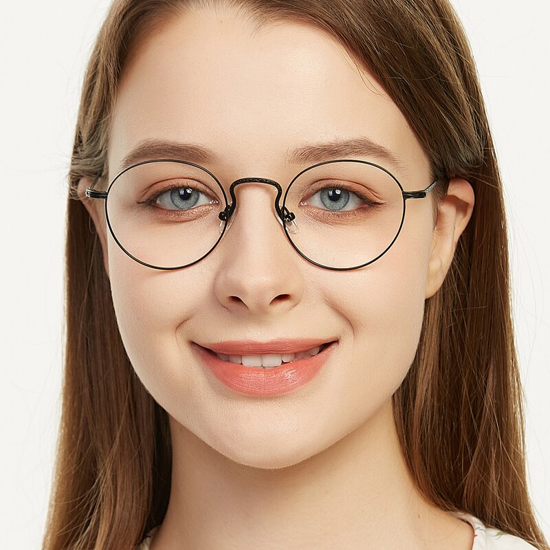 Plato Black Round Metal Eyeglasses