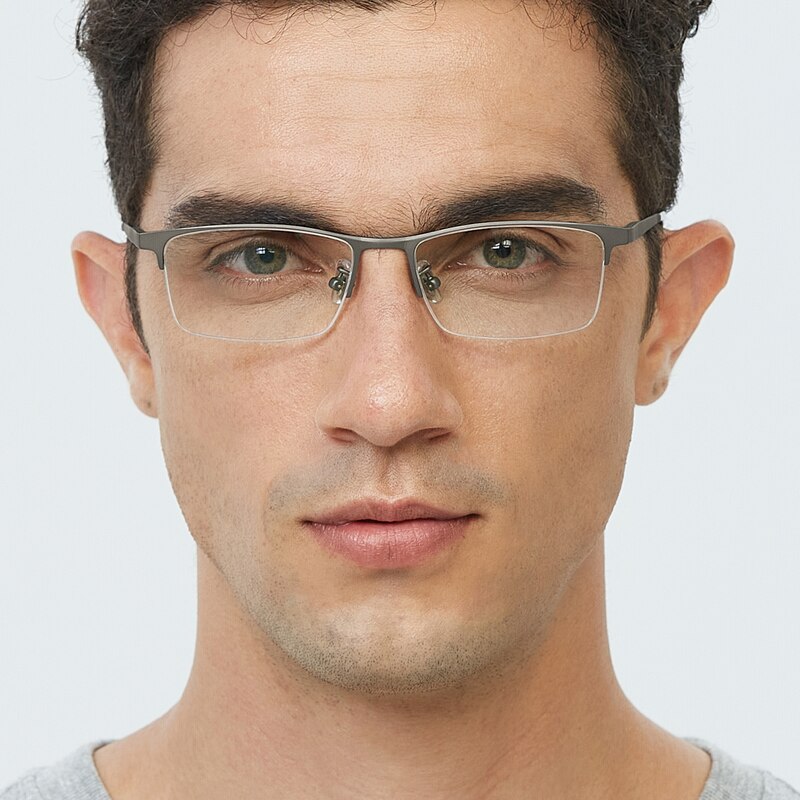 Antoine Gunmetal Rectangle Titanium Eyeglasses