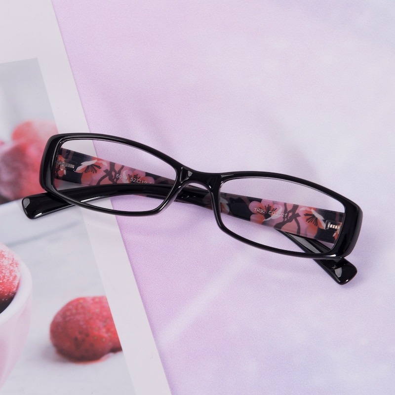 Dominic Black/Floral Rectangle TR90 Eyeglasses