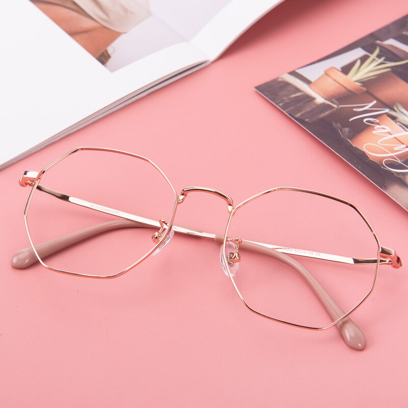 Annabel Rose Gold Polygon Titanium Eyeglasses