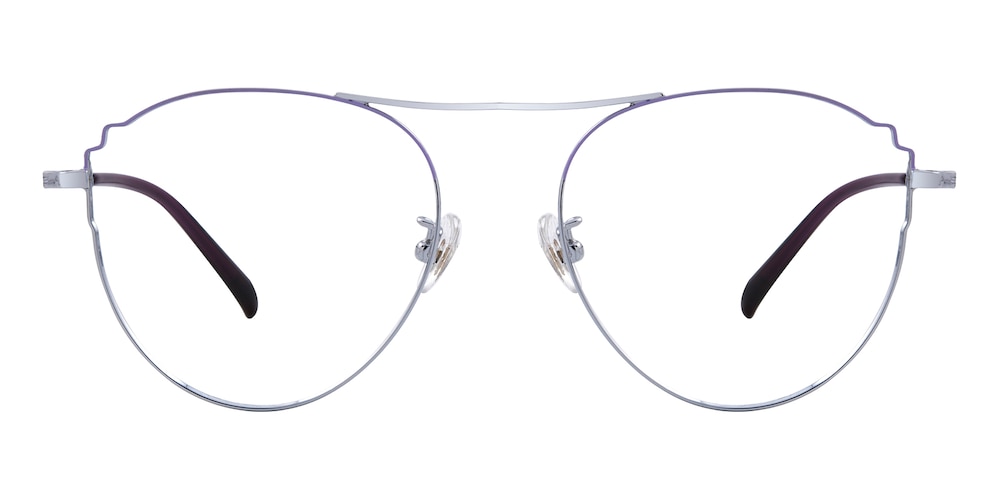Gabrielle Silver/Purple Aviator Titanium Eyeglasses