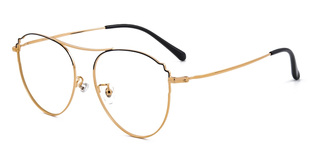 Gabrielle Golden/Black Aviator Titanium Eyeglasses