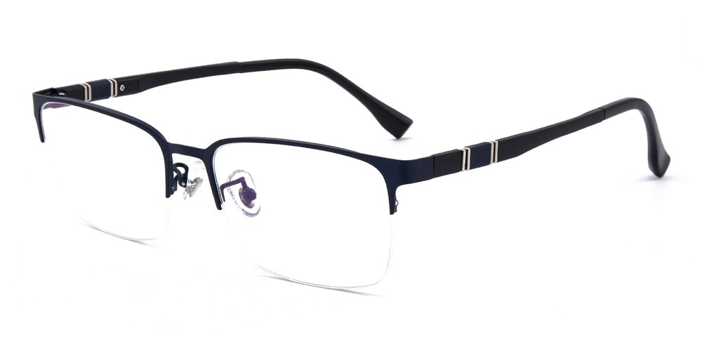 Mark Blue Rectangle Metal Eyeglasses