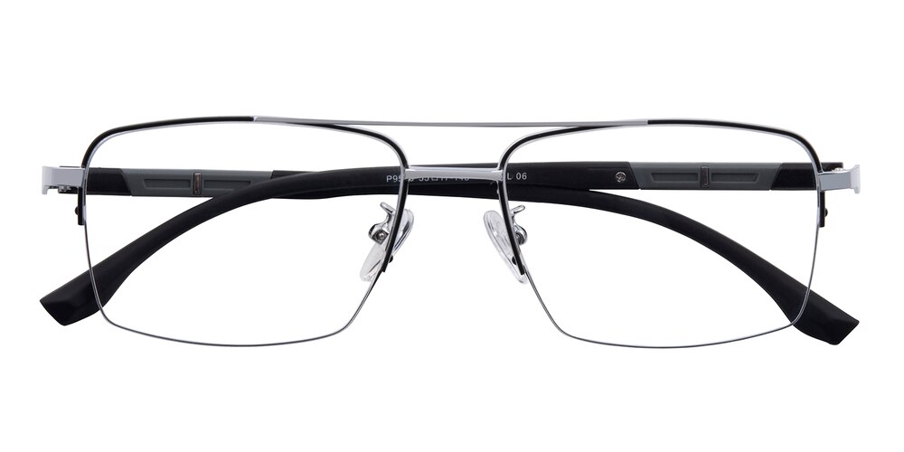 Charlie Black/Silver Aviator Metal Eyeglasses