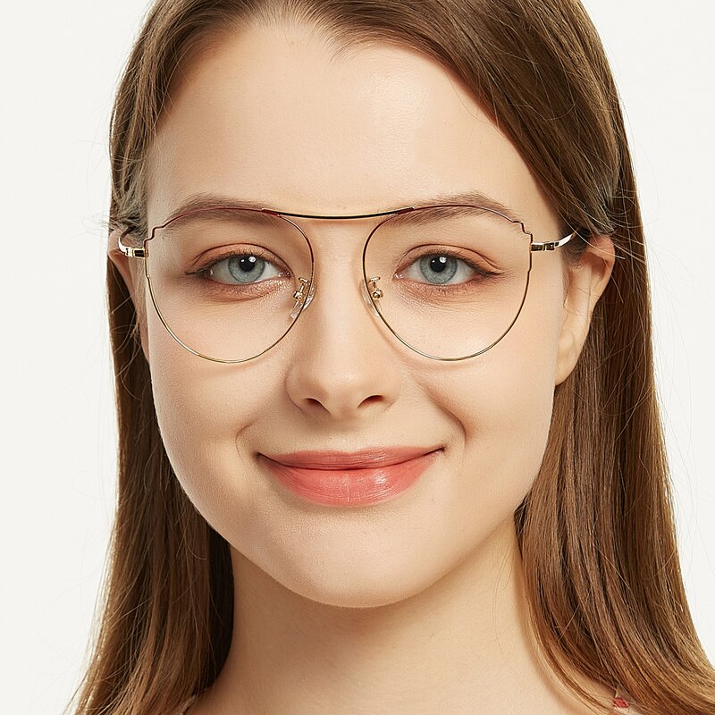 Gabrielle Golden/Red Aviator Titanium Eyeglasses