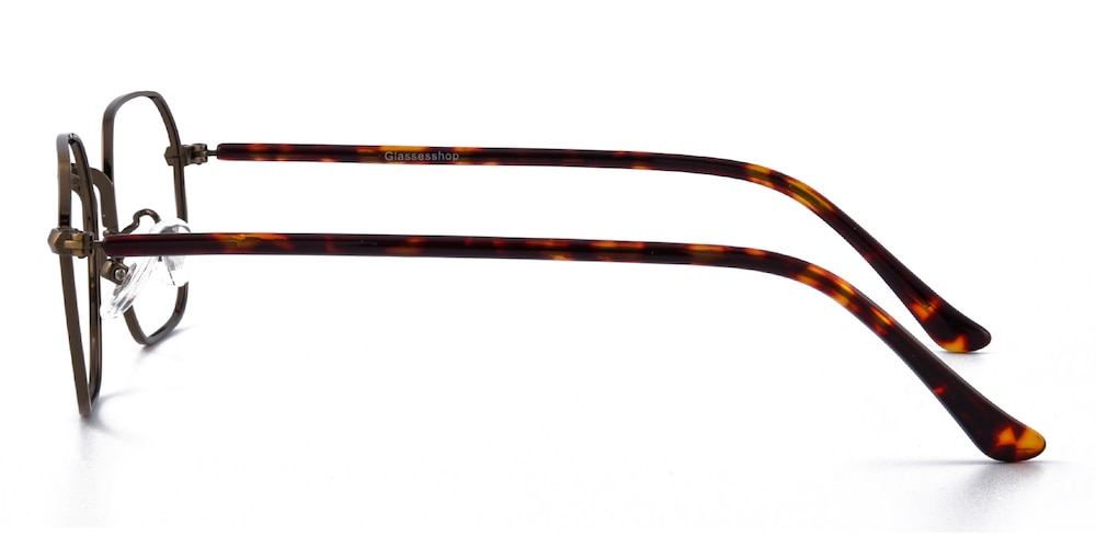 Jefferson Golden/Tortoise Polygon Metal Eyeglasses