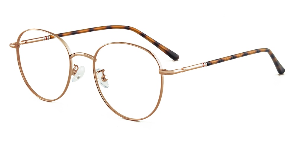 Sonoma Rose Gold/Tortoise Round Metal Eyeglasses