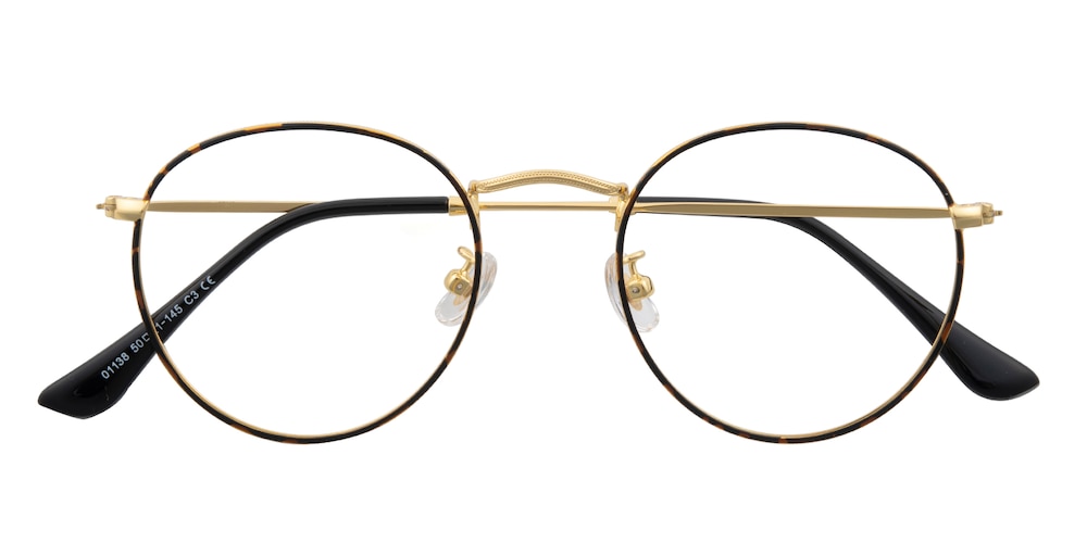 Torrance Tortoise/Golden Round Metal Eyeglasses