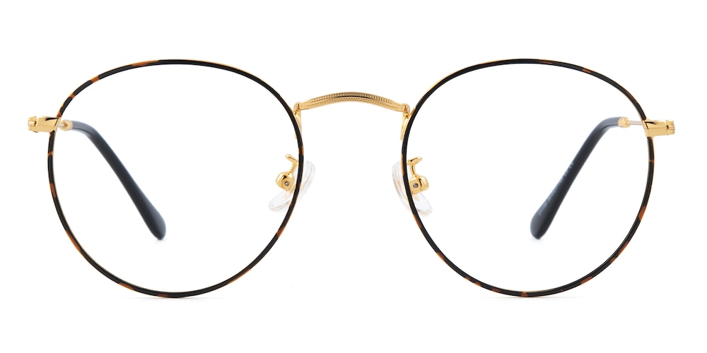 Torrance Tortoise/Golden Round Metal Eyeglasses