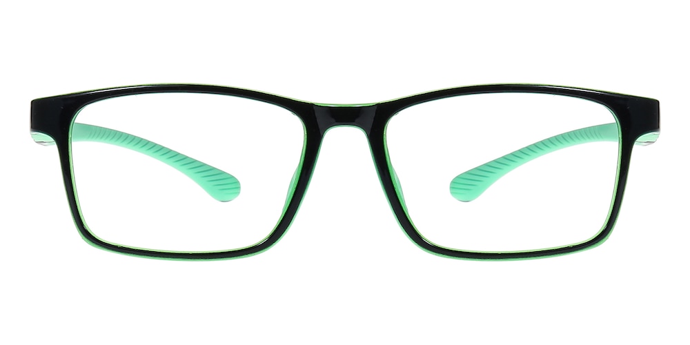 Niki Black/Green Rectangle TR90 Eyeglasses