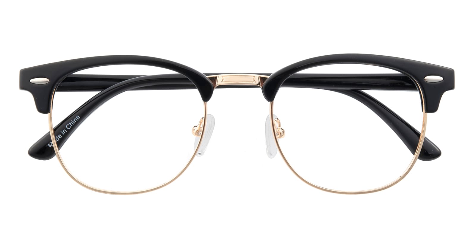 Oval,Browline Eyeglasses, Full Frame Black/Golden TR90,Metal - FP2520
