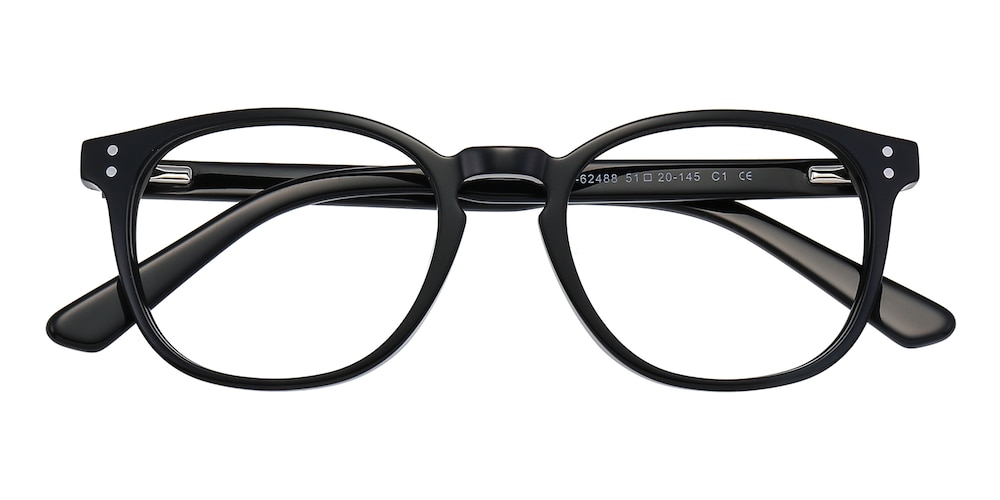 Crescent Black Square Acetate Eyeglasses