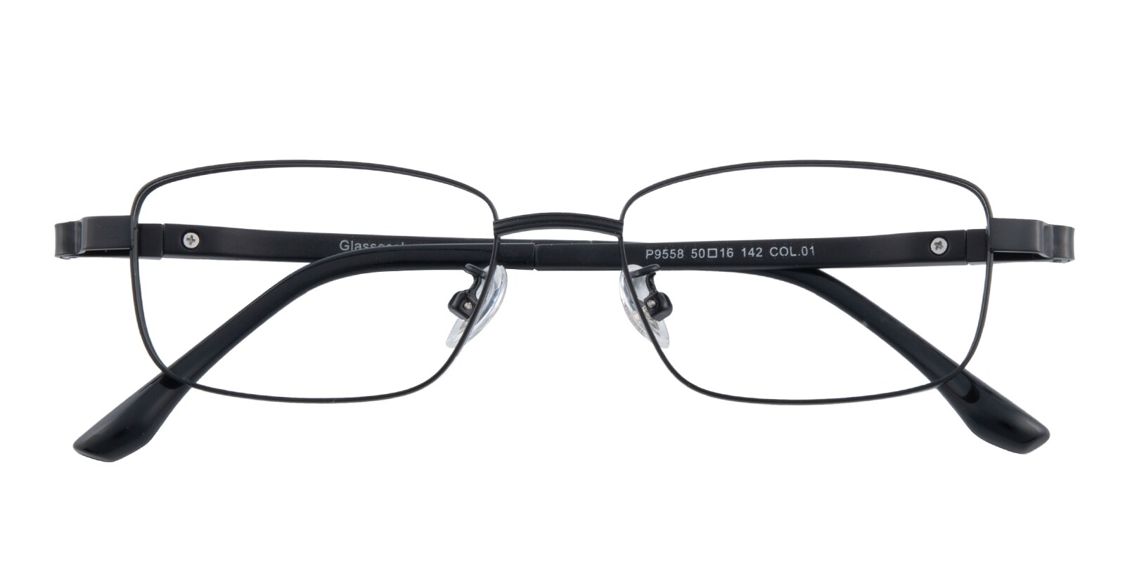 Rectangle Eyeglasses, Full Frame Black Metal - FM1705
