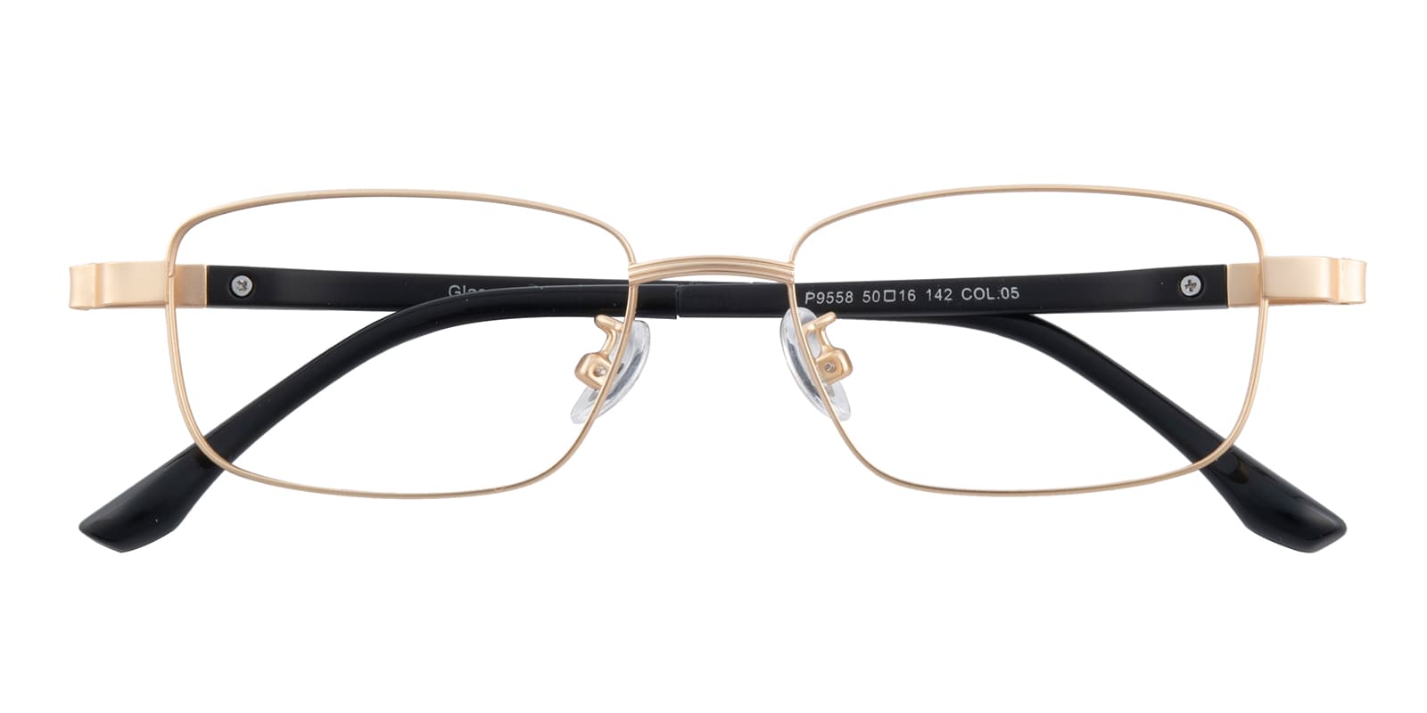 Rectangle Eyeglasses, Full Frame Golden/Black Metal - FM1707