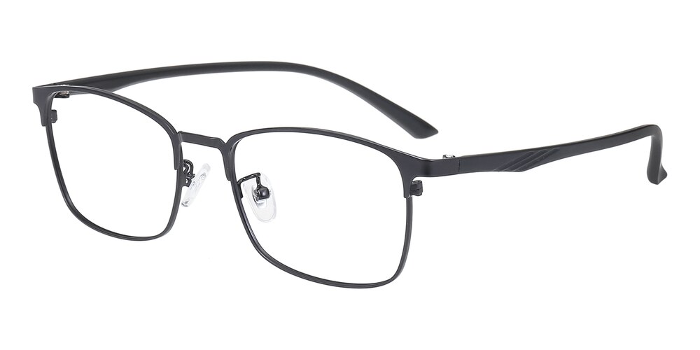 Cedric Black Rectangle Metal Eyeglasses