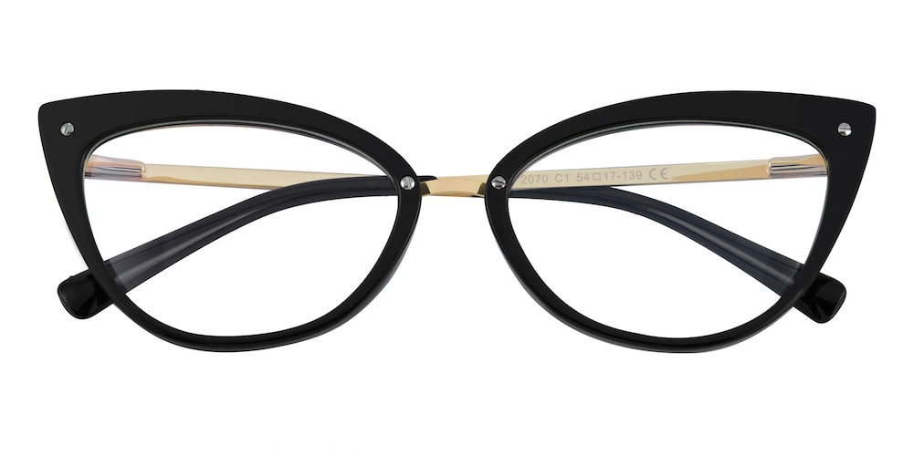 Kama Black/Golden Cat Eye TR90 Eyeglasses
