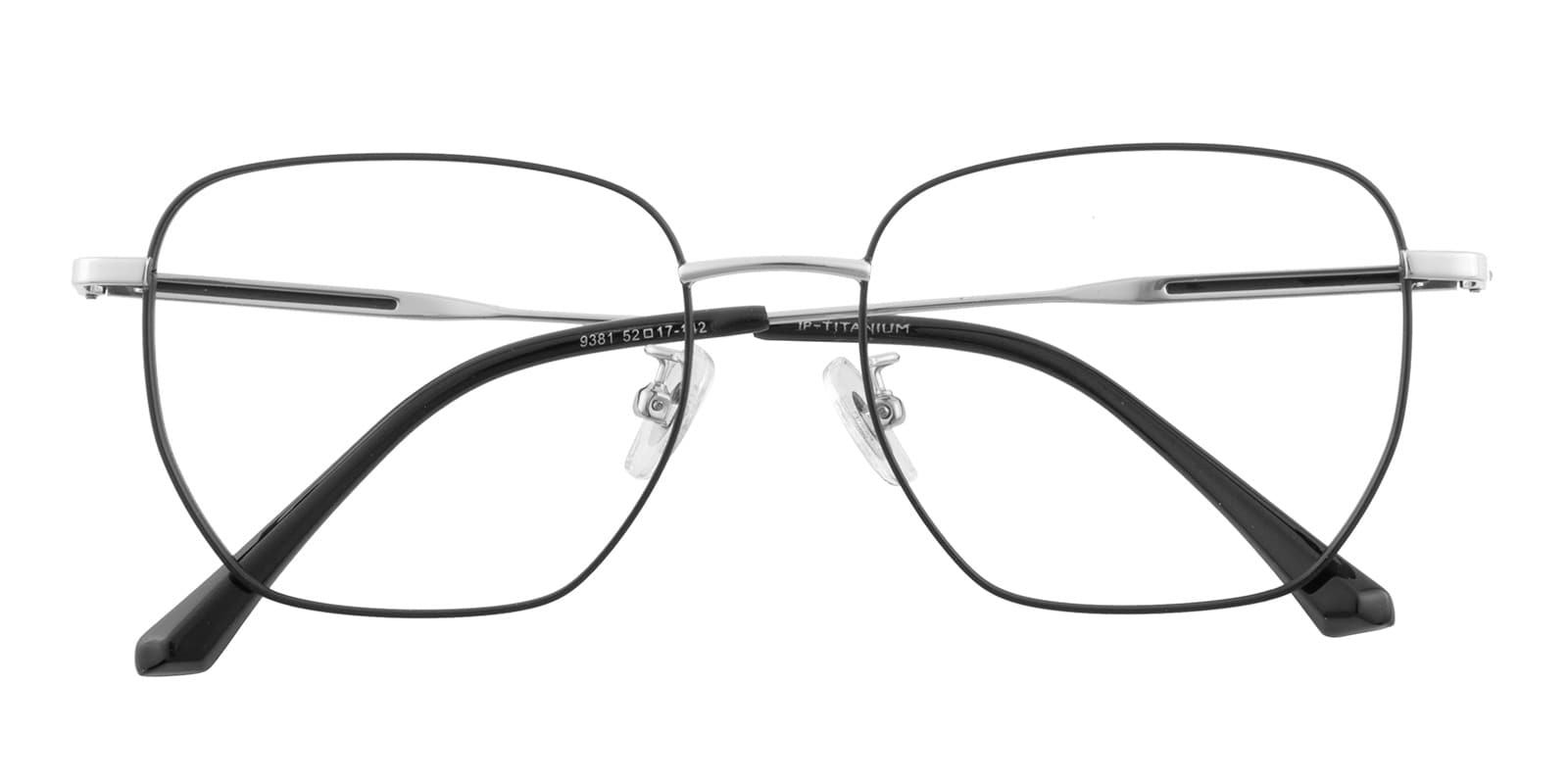 Polygon Eyeglasses, Full Frame Black/Silver Titanium - FT0575