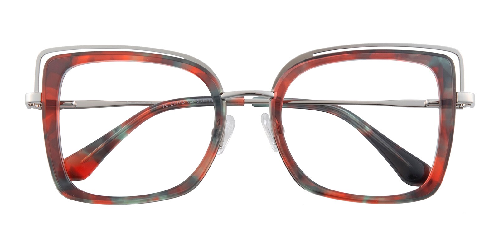 Cat Eye Eyeglasses, Full Frame Multicolor/Silver Plastic - FZ1882